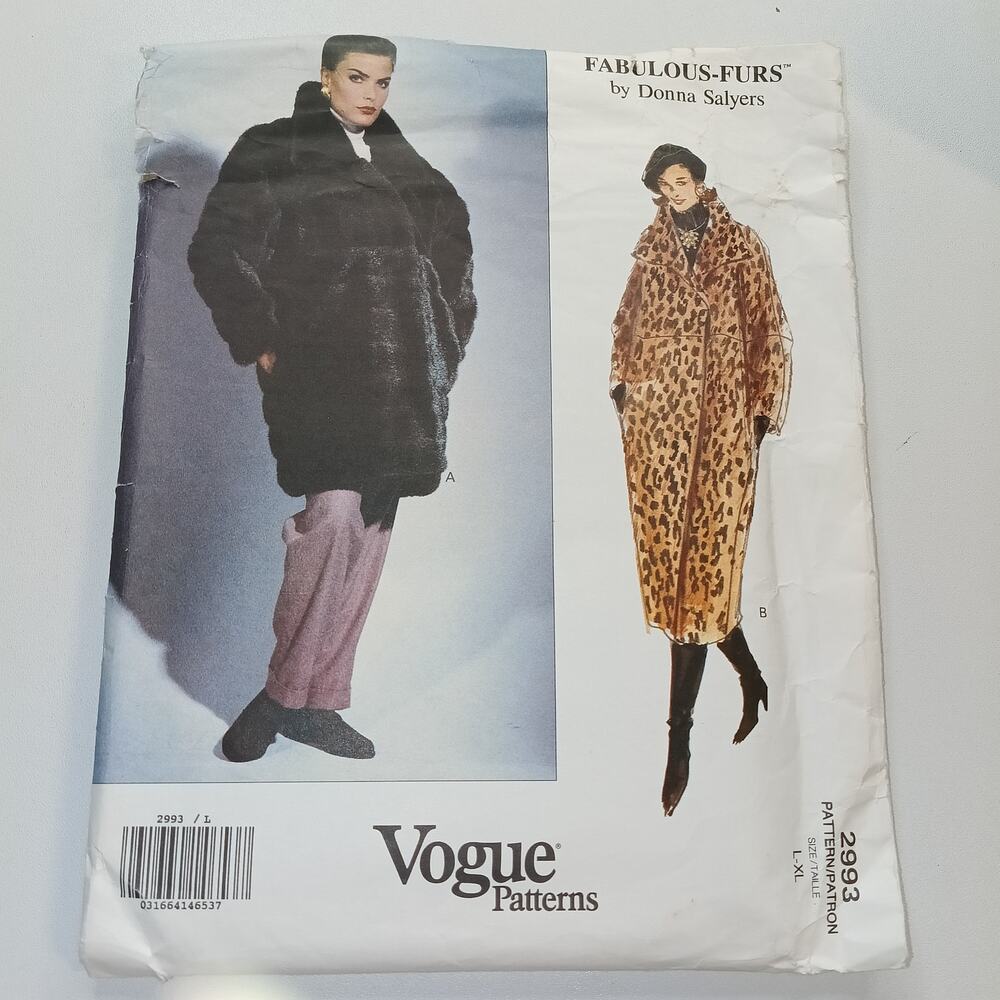 Fabulous-Furs by Donna Salyers Vintage Vogue 2993 Sewing Pattern L-XL (16-22)